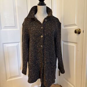 SWEATER WEATHER chicos size 3 Brown Heathered Wool Blend Long sweater size XL